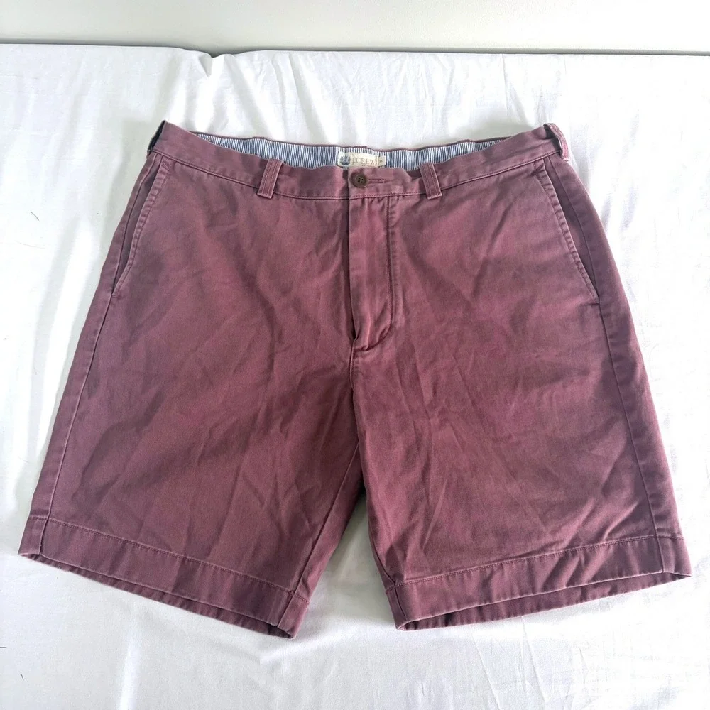 Vintage J.Crew Men's 36 Burgundy Plum Cotton Chino‎ Shorts Dadcore Golf Summer
